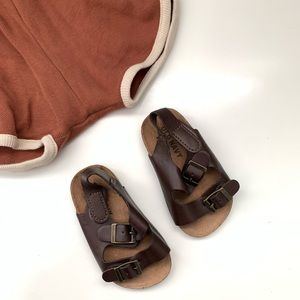 Faux-Leather Double-Buckle sandals for baby